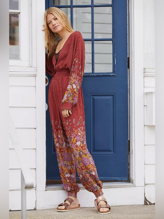 Anthropologie Pants - By Anthropologie Breezy open back printed jumpsuit